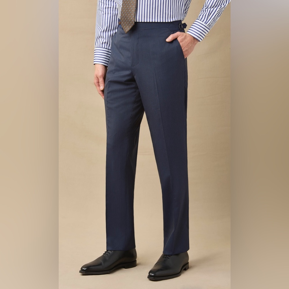Men's Spier & Mackay Slim Navy Stripe Tropical Trousers